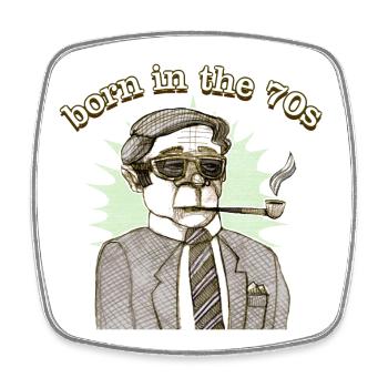 Born in the Seventies - Viereckiger Kühlschrankmagnet - Weiß - Vorne