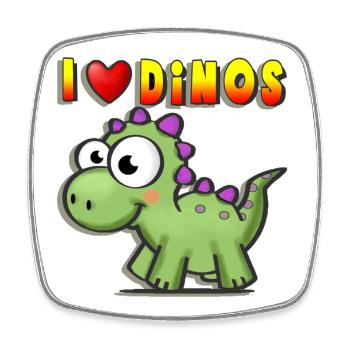 J’aime Dino Dessin animé Bébé Amour Dinosaure T-Rex - Magnet carré - blanc - Devant