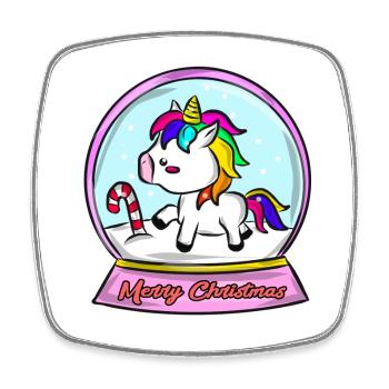 Christmas Unicorn - Square fridge magnet - white - Front
