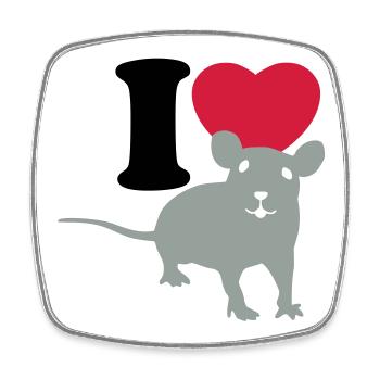 I love rats - Ich liebe Ratten - Viereckiger Kühlschrankmagnet - Weiß - Vorne