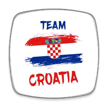 Team Kroatien / Croatia Geschenk Zagreb Flagge - Viereckiger Kühlschrankmagnet - Weiß - Vorne