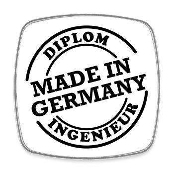 Dipl-Ing - Made in Germany - Viereckiger Kühlschrankmagnet - Weiß - Vorne