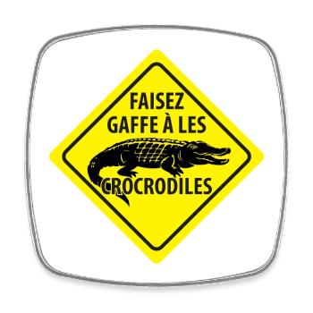Signe Avertissement Crocodiles - Magnet carré - blanc - Devant