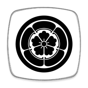 Oda Mon Japanese samurai schwartz - Viereckiger Kühlschrankmagnet - Weiß - Vorne