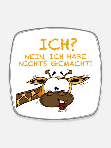 I wasn't giraffe - Square fridge magnet - white