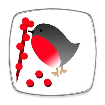 Mignon Rouge-Gorge aux Baies Rouges - Magnet carré - blanc - Devant