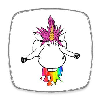 Rainbow Unicorn Splash of Color Rainbow Puke - Square fridge magnet - white - Front