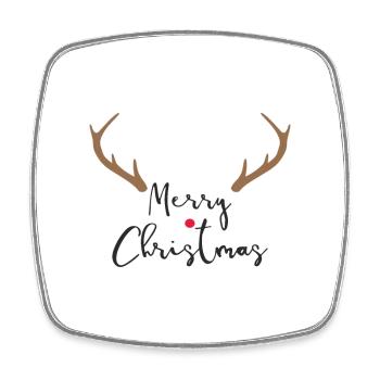 Merry Christmas red nose reindeer antler decoration - Square fridge magnet - white - Front