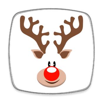 Süßes Rentier Rudolf Rote Nase Weihnachten Geweih - Viereckiger Kühlschrankmagnet - Weiß - Vorne