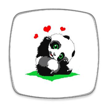 Cuddly panda with hearts - Square fridge magnet - white - Front