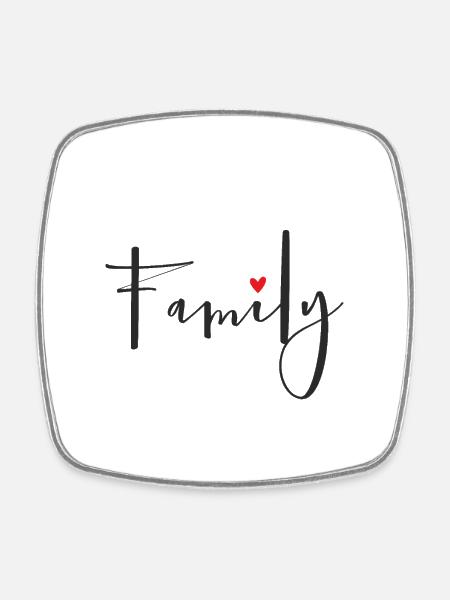 Family heart love - Square fridge magnet - white