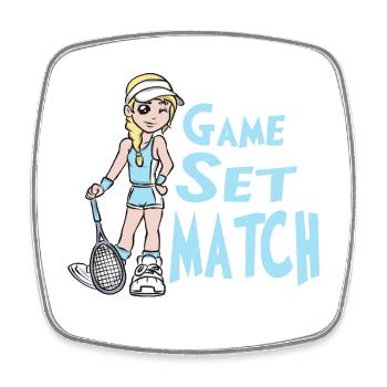 tennis - Magnet carré - blanc - Devant