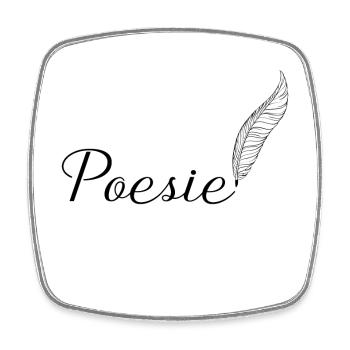 Poetry feather poetry lyric handwriting gift - Square fridge magnet - white - Front