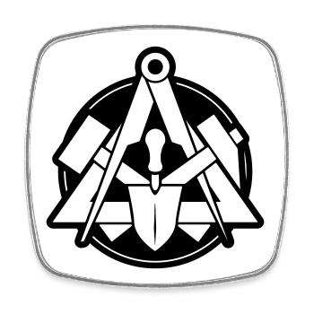 Maurer Wappen - Vektor, Maurerzunft - Viereckiger Kühlschrankmagnet - Weiß - Vorne
