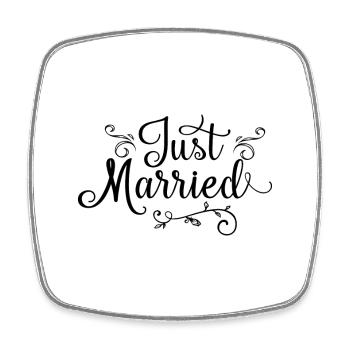 Just Married - Square fridge magnet - white - Front