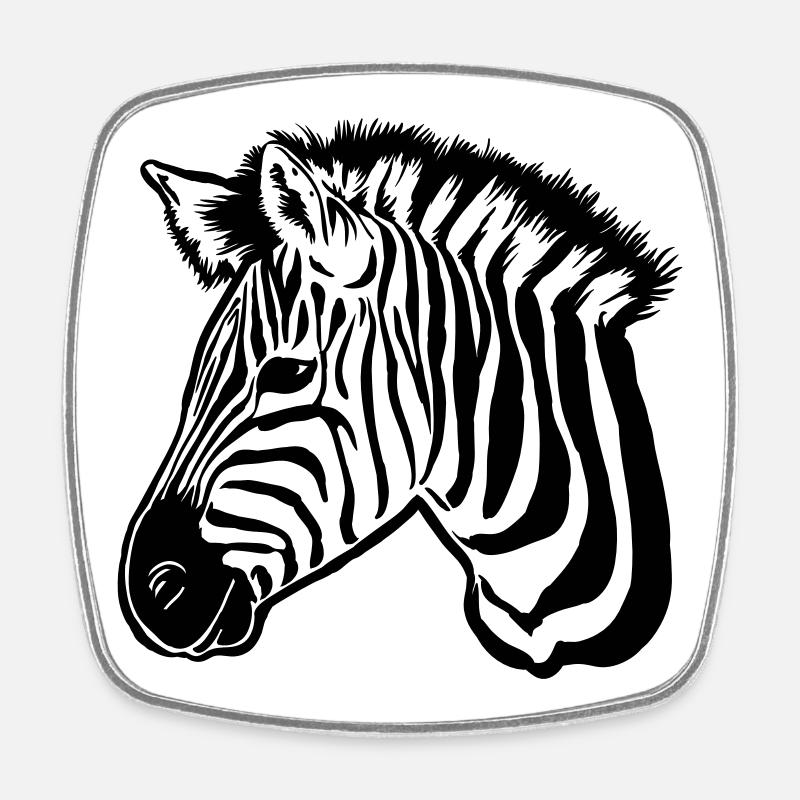 zebra dark - Viereckiger Kühlschrankmagnet - Weiß