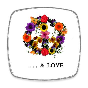peace & love - Square fridge magnet - white - Front
