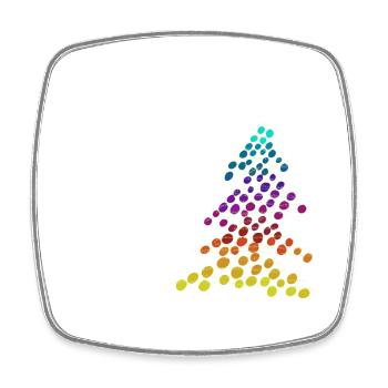 Regenbogen Neon-Weihnachtsbaum – Dots & Lights - Viereckiger Kühlschrankmagnet - Weiß - Vorne