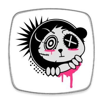 A sticker with panda bear head - Square fridge magnet - white - Front