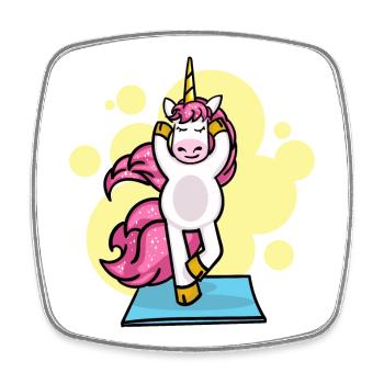 Pilates Unicorn Exercise Workout Workout Gym - Magnet carré - blanc - Devant