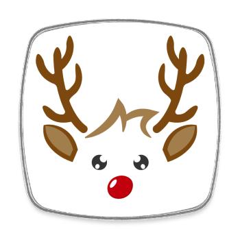 Cute reindeer boy face Christmas Xmas - Square fridge magnet - white - Front