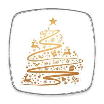 Xmas Tree Gold - Square fridge magnet - white - Front