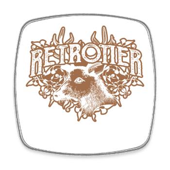 Retro reindeer moose deer stag head antler - Square fridge magnet - white - Front