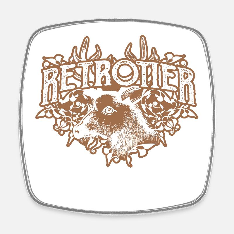 Retro Rentier Elch Hirsch Hirschkopf Geweih - Viereckiger Kühlschrankmagnet - Weiß