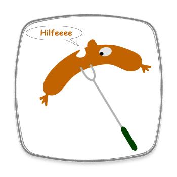 bratwurst grillen hilfe - Viereckiger Kühlschrankmagnet - Weiß - Vorne