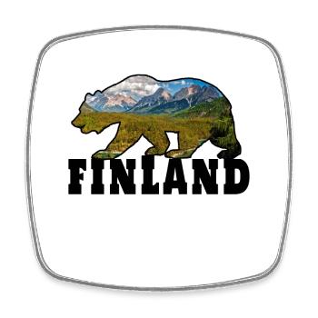 Finnland Bär mit Landschaft Geschenk Skandinavien - Viereckiger Kühlschrankmagnet - Weiß - Vorne