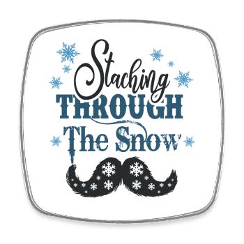 staching through the snow - Viereckiger Kühlschrankmagnet - Weiß - Vorne