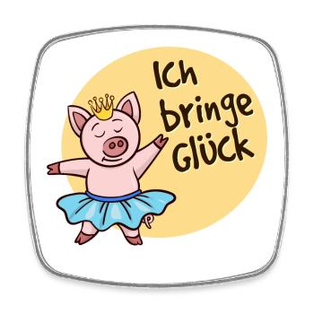 Glück Glücksbringer Süßes Glücksschwein Spruch - Viereckiger Kühlschrankmagnet - Weiß - Vorne