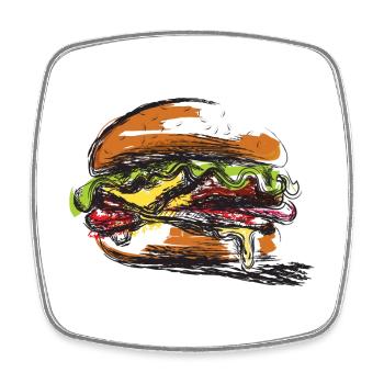 Hamburger-gefülltes Sandwich-Poster - Viereckiger Kühlschrankmagnet - Weiß - Vorne
