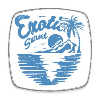 Exotisches Sunset Palm Design - Viereckiger Kühlschrankmagnet - Weiß - Vorne
