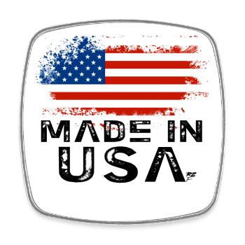 Drapeau Made in USA - Magnet carré - blanc - Devant