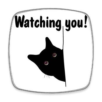 Black cat is watching you! - Viereckiger Kühlschrankmagnet - Weiß - Vorne
