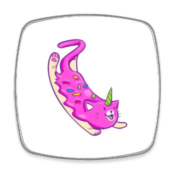 Chat Licorne Doux Neige - Magnet carré - blanc - Devant