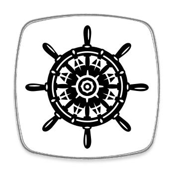 A ship wheel - Square fridge magnet - white - Front