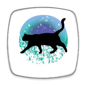 Black cat - Square fridge magnet - white - Front