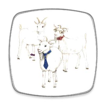 3 lustige Ziegen - super Geschenk für Ziegen-Fans - Viereckiger Kühlschrankmagnet - Weiß - Vorne