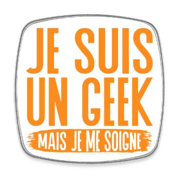Je suis un geek mais je me soigne - Magnet carré - blanc - Devant