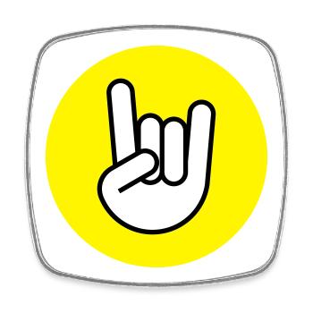 Pommes fourchette cercle jaune - Magnet carré - blanc - Devant