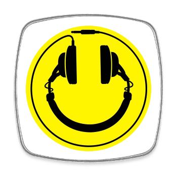 smiley headphones - Square fridge magnet - white - Front