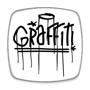 graffiti - Magnet carré - blanc - Devant