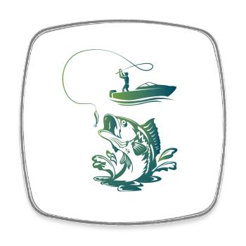 Fishing / Fisherman / Boat / Fishing - Square fridge magnet - white - Front