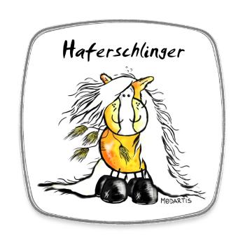 "Haferschlinger" - Haflinger - Hafi - Horse - Square fridge magnet - white - Front