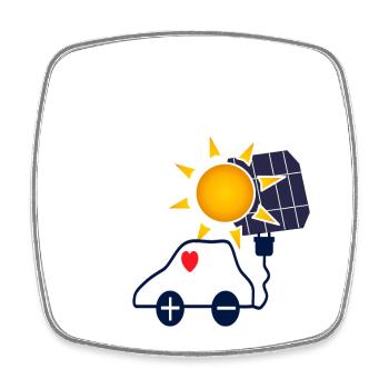 Sonnenkraft Auto mit Solarpanel - Viereckiger Kühlschrankmagnet - Weiß - Vorne