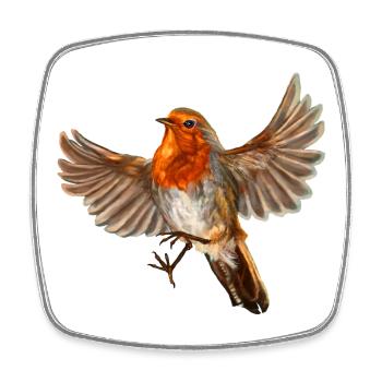 robin bird - Square fridge magnet - white - Front