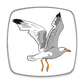 Stylish seagull in flight - Square fridge magnet - white - Front