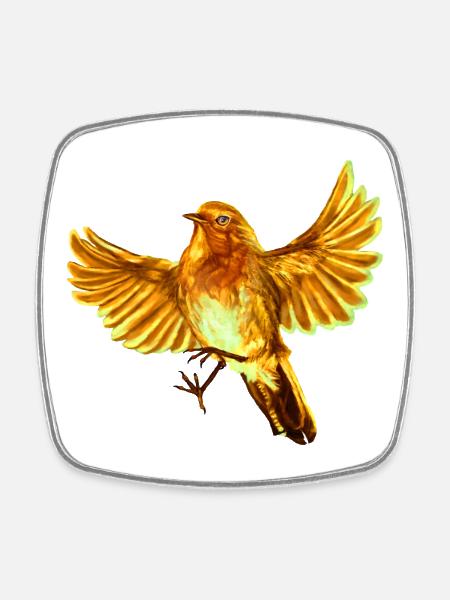 gelber Vogel - Viereckiger Kühlschrankmagnet - Weiß